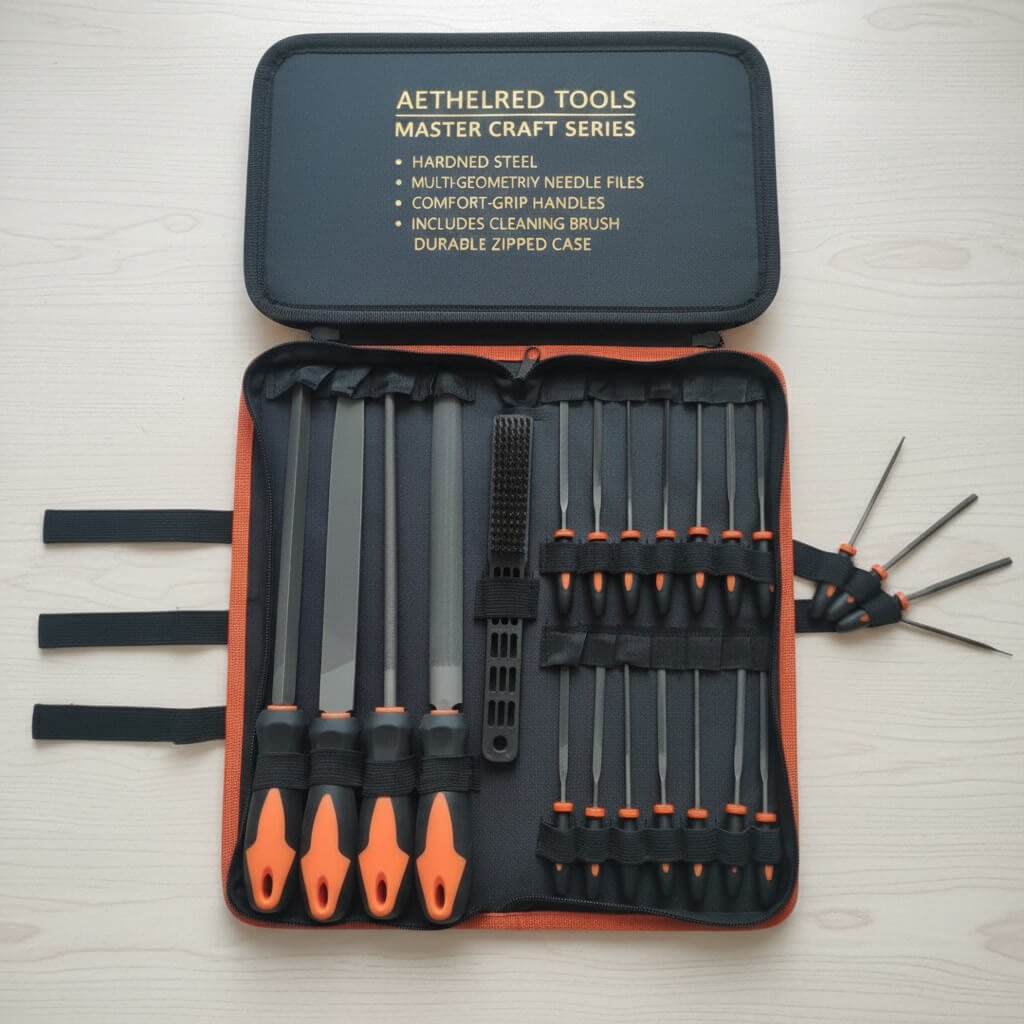 17-Piece Professional Hand File Set 17-piece professional hand file and needle file set with zipped storage case for woodworking and metalworking