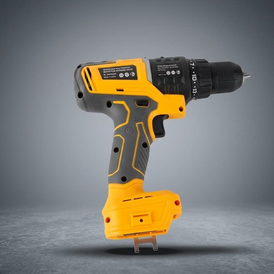 Heavy-duty 20V cordless drill with lithium battery and brushless motor design