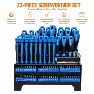 23-piece professional magnetic screwdriver set with organized stand for electronics and home repair
