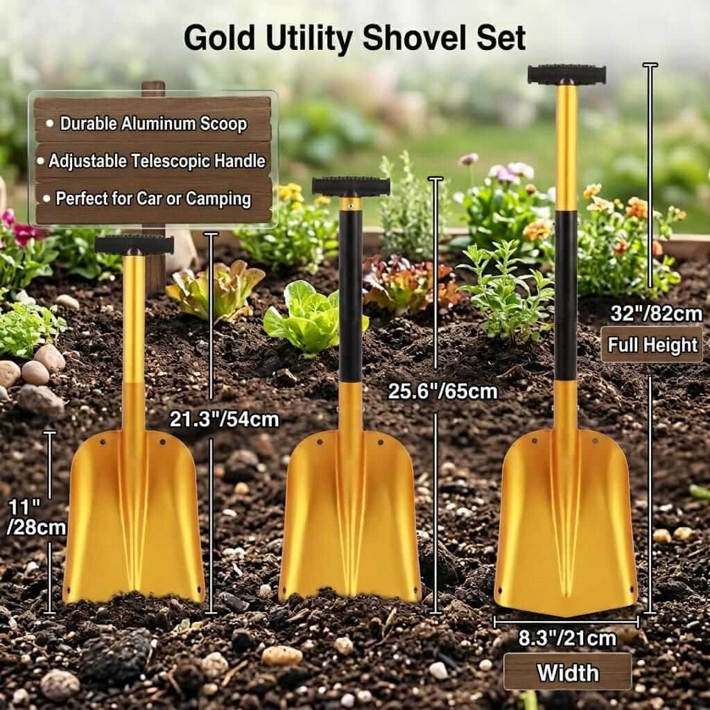 Adjustable Telescopic Handle Ergonomic Aluminum Snow Shovel