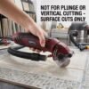 Mini Circular Saw - Surface Cutting Warning Person using mini circular saw for surface cutting on tile floor with usage warning