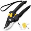 Heavy-Duty Bypass Pruning Shears Garden Tool Heavy-duty bypass pruning shears with ergonomic yellow grip and wrist strap