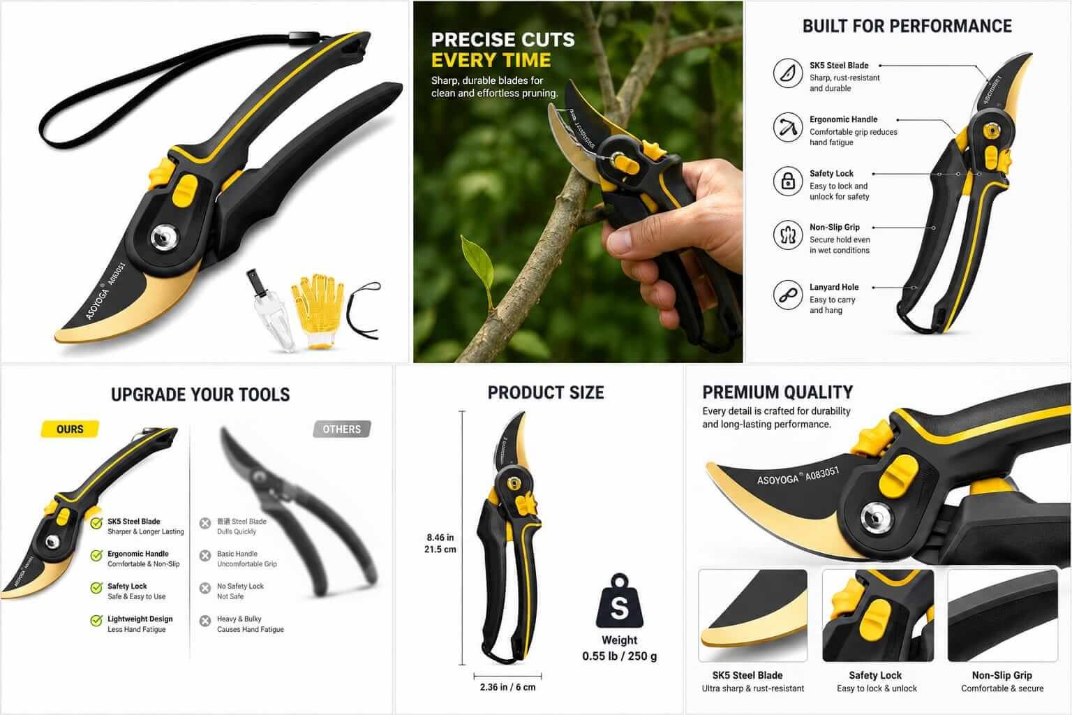 Heavy-Duty Bypass Pruning Shears Professional Bypass Pruning Shears
