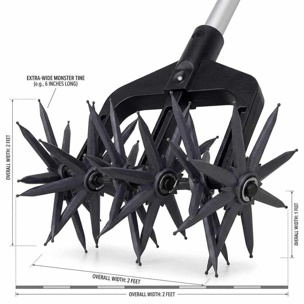 Manual Garden Cultivator - Rotary Weed Remover Manual garden cultivator with extra-wide rotary tines for soil aeration and weed removal