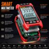 Disassembled smart multimeter showing circuit board, fuse protection, and internal safety features