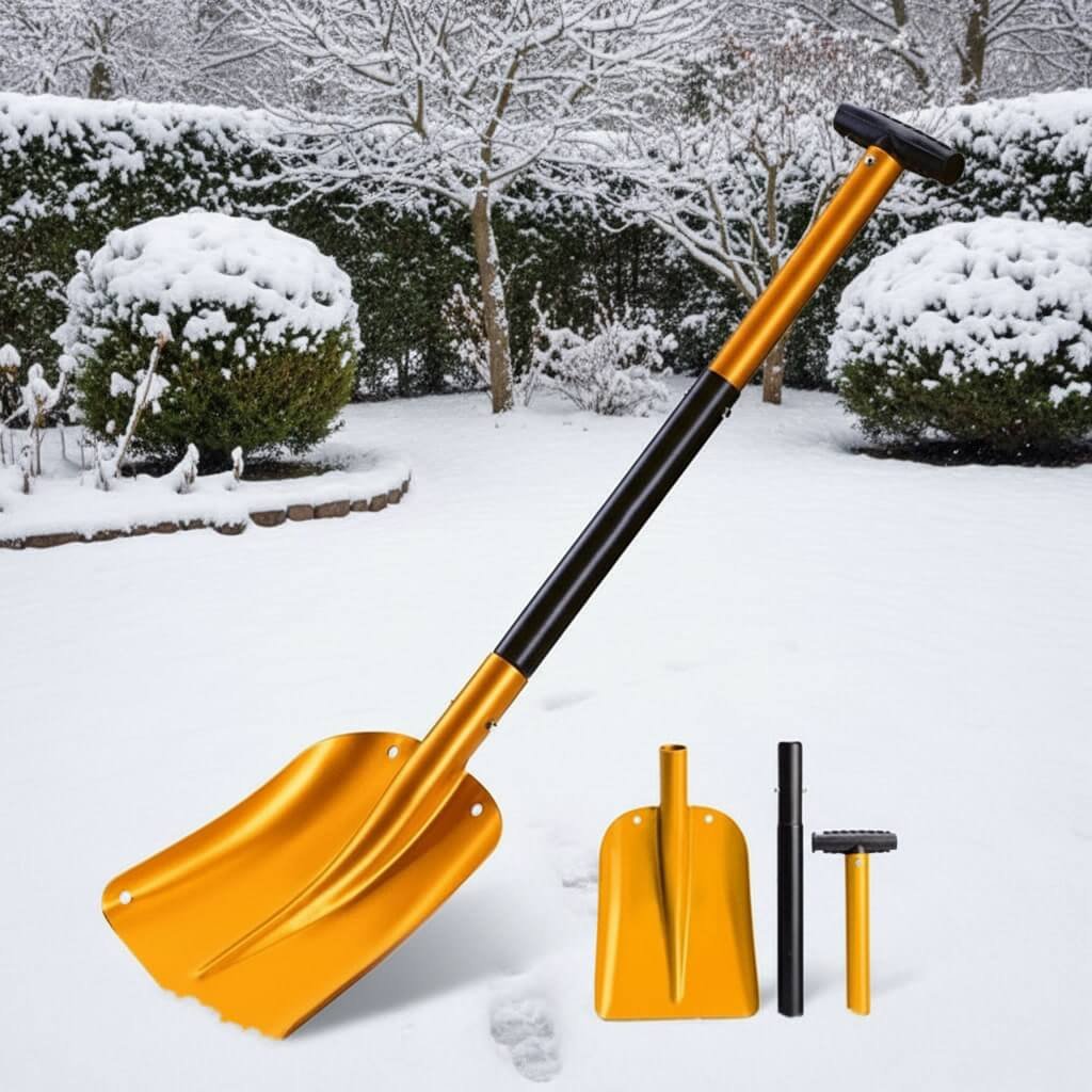 Ultra-Portable & Detachable Portable gold snow shovel for car emergency.
